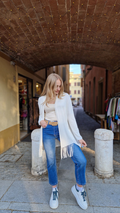 Cardigan con frange in viscosa estiva