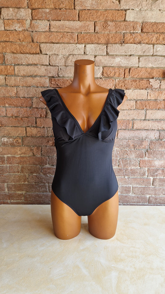 Costume intero nero con frappe Admas