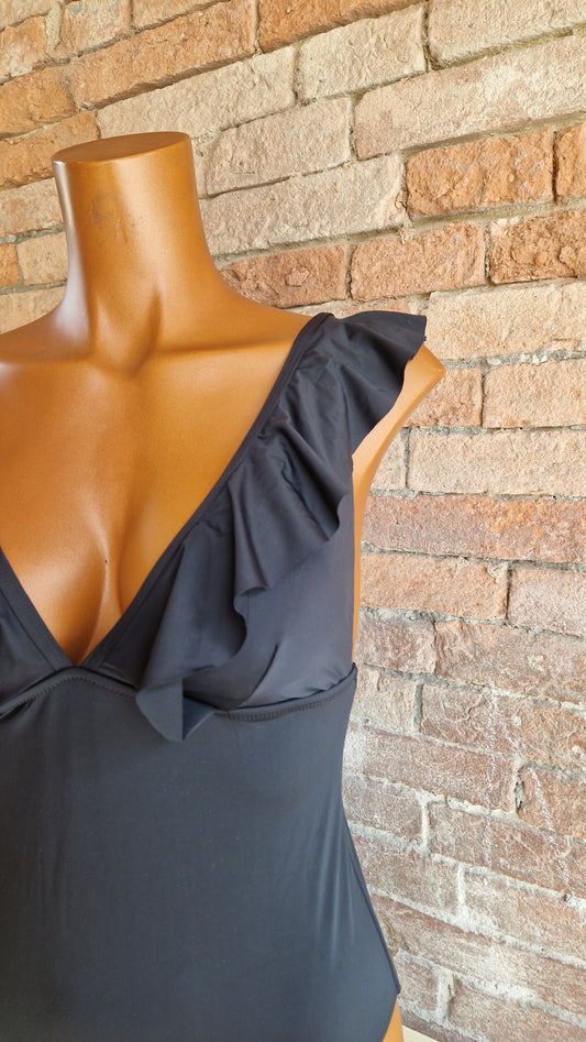 Costume intero nero con frappe Admas