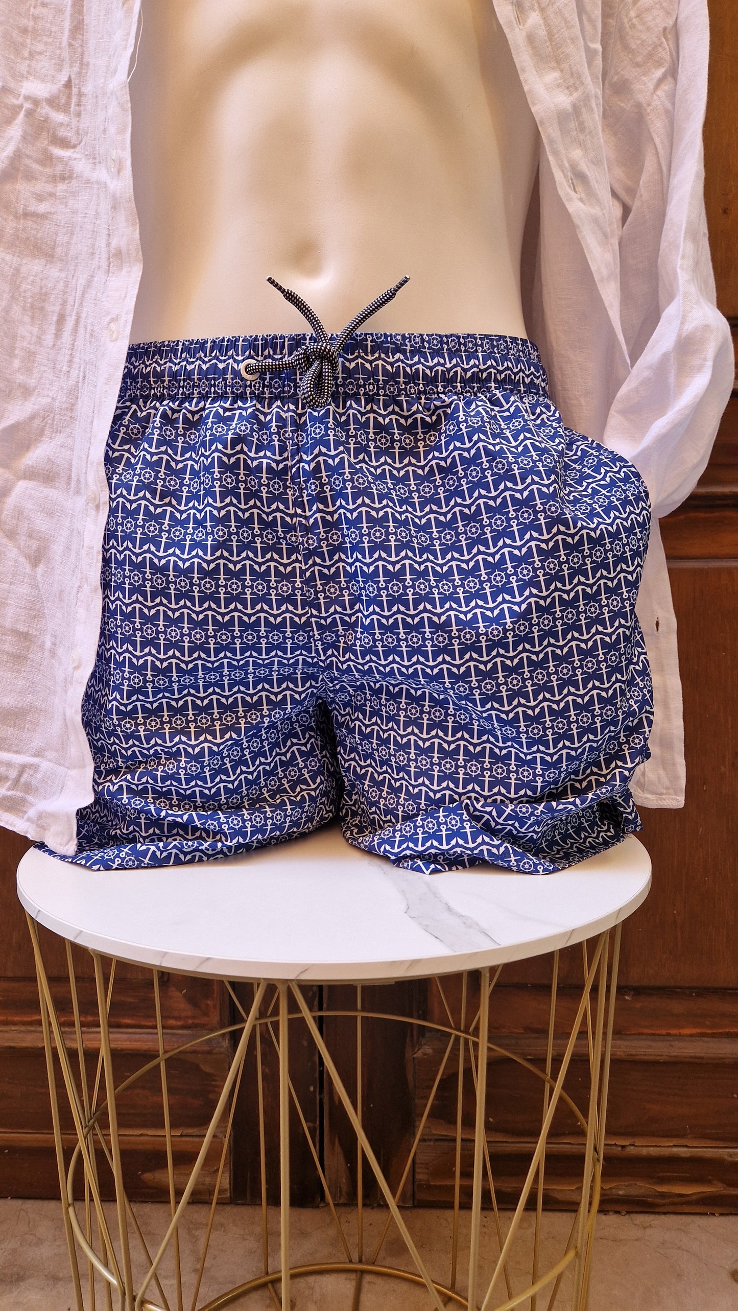 Boxer Mare Uomo N&S base bluette con ancore bianche