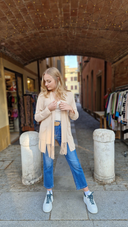 Cardigan con frange in viscosa estiva