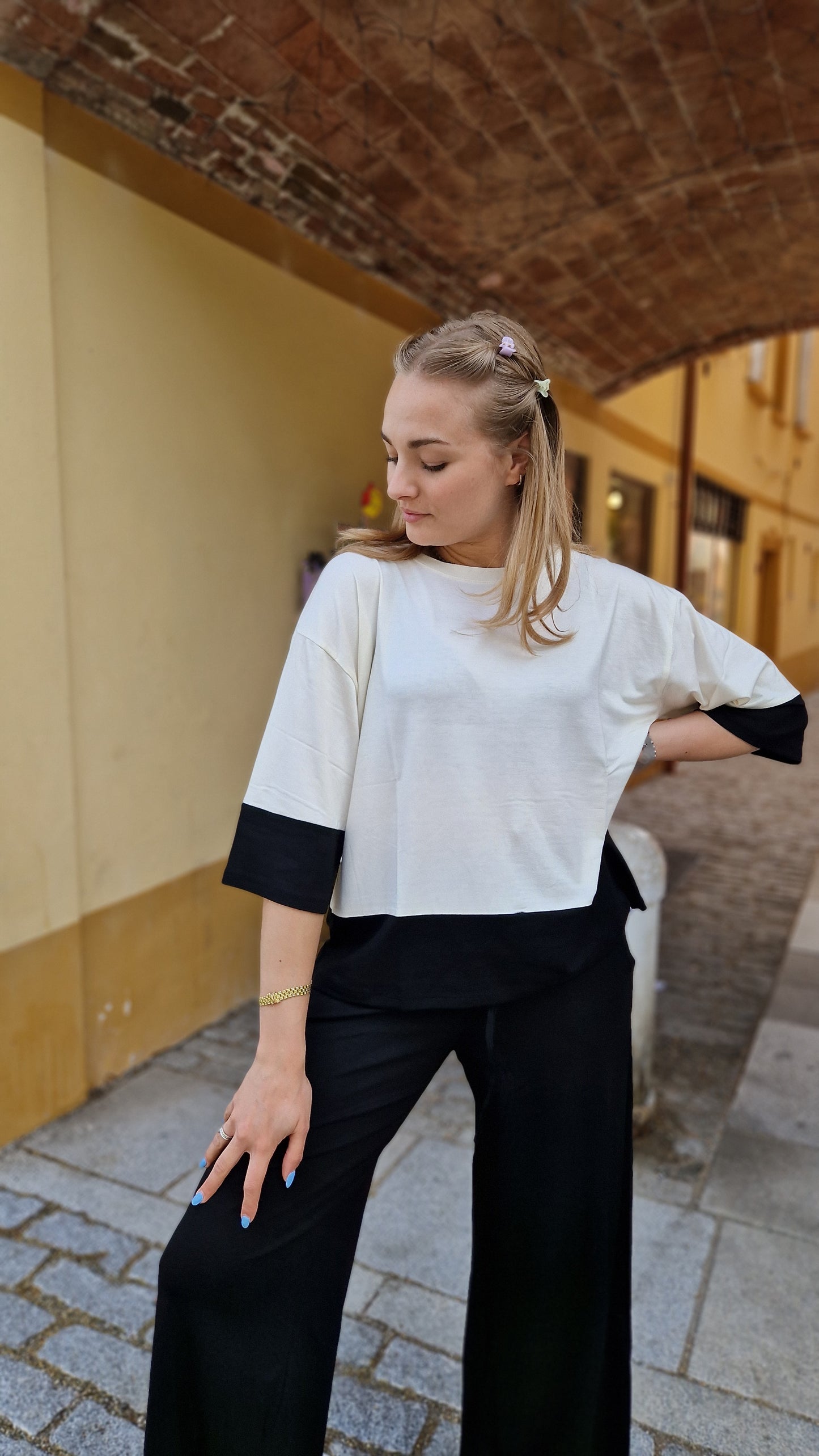 Maglia a maniche 3/4 in viscosa
