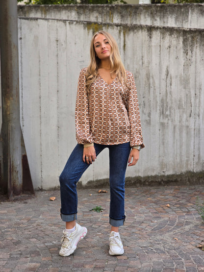 Camicia blusa scollata a V