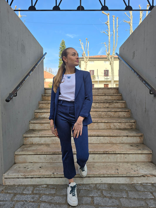 Pantalone con elastico in vita in jersey di viscosa