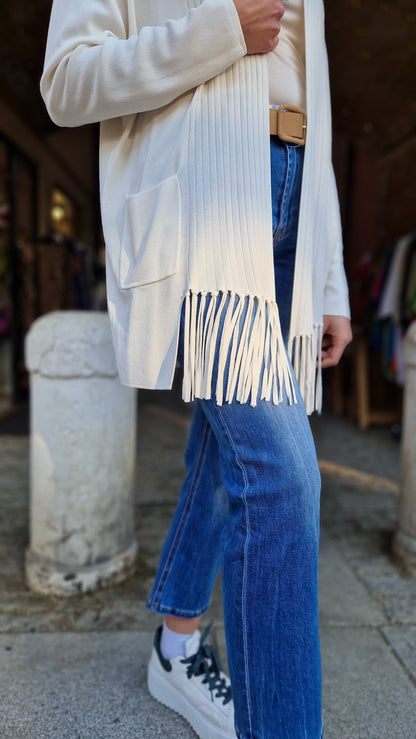 Cardigan con frange in viscosa estiva