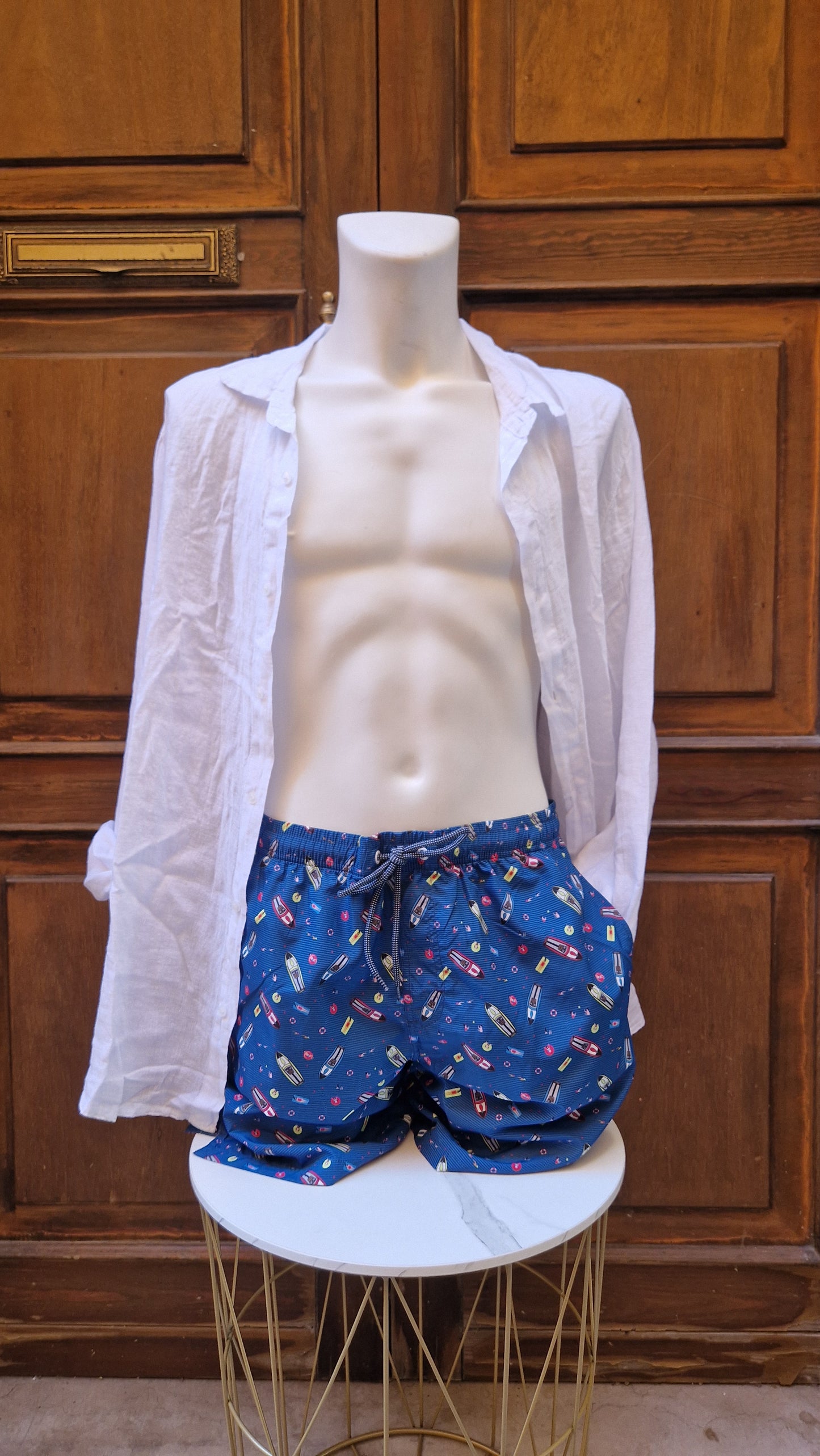 Boxer Mare Uomo N&S base bluette con motoscafi colorati