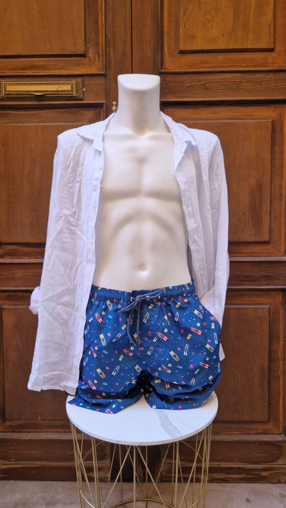Boxer Mare Uomo N&S base bluette con motoscafi colorati