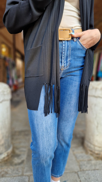 Cardigan con frange in viscosa estiva