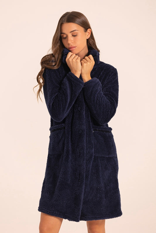 Vestaglia pelosetta blu scuro con lurex MaryPlaid