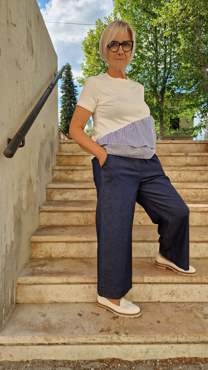 Pantalone in cotone con elastico in vita