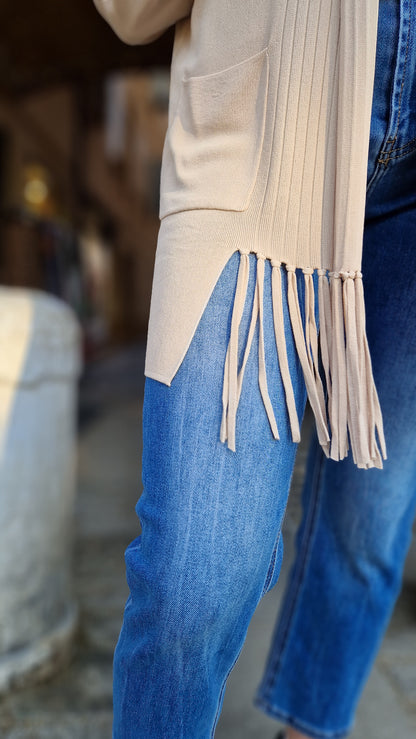 Cardigan con frange in viscosa estiva