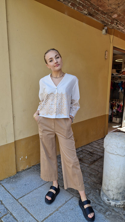 Camicia 100% cotone con dettagli oro
