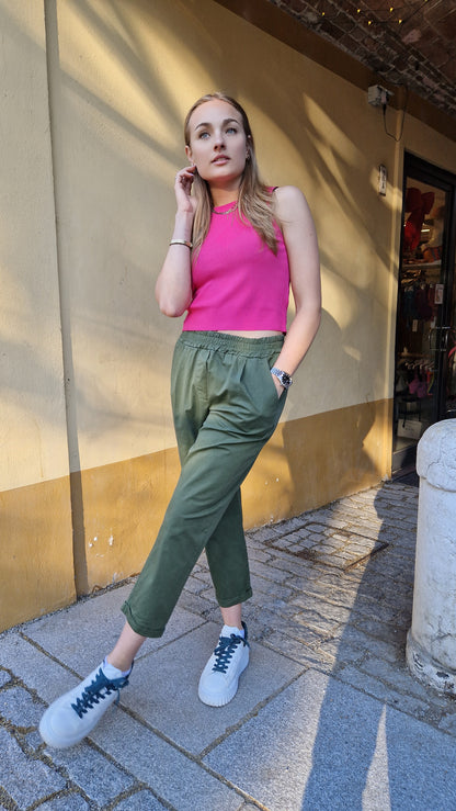 Pantalone in cotone estivo con elastico in vita