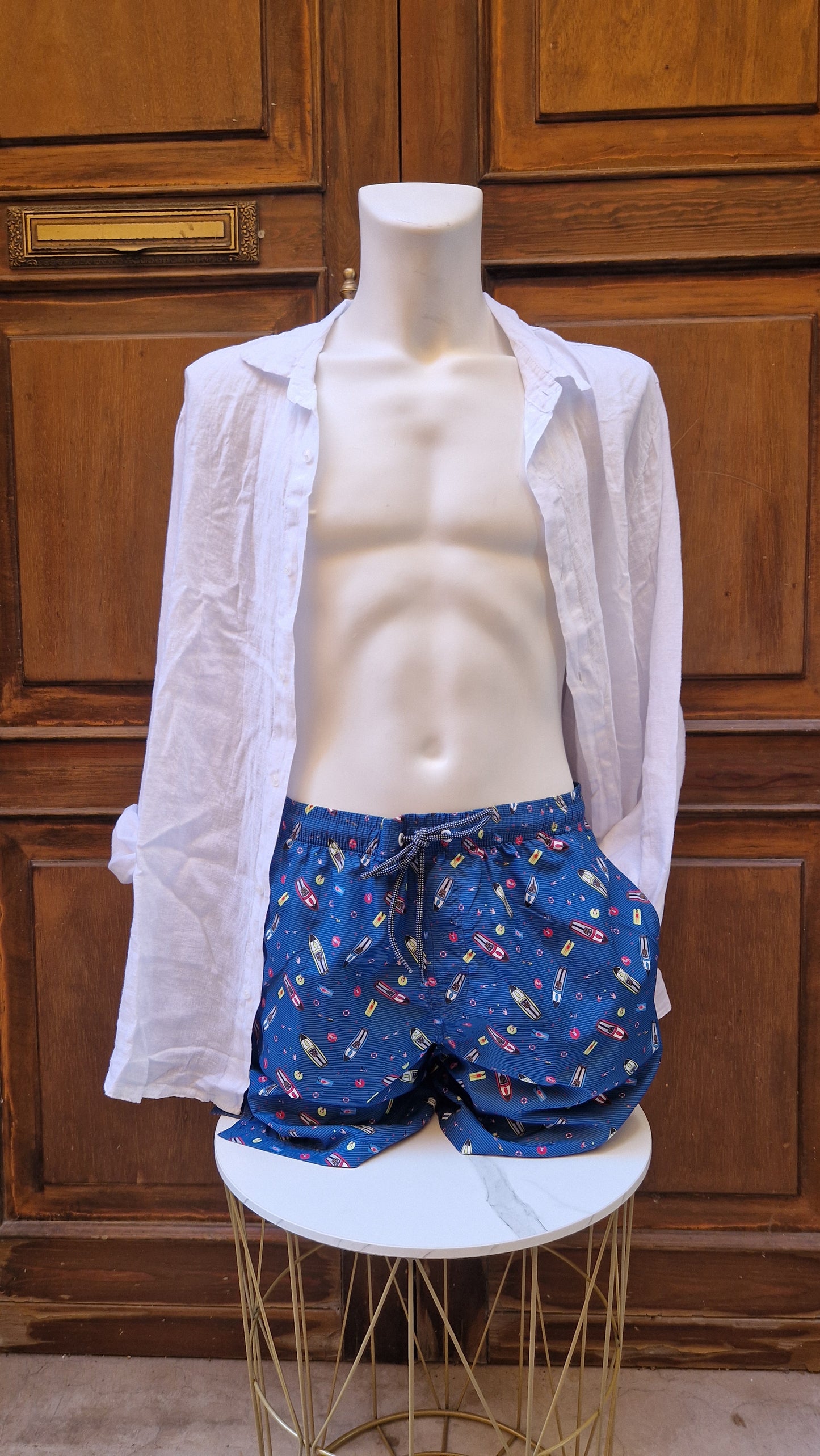 Boxer Mare Uomo N&S base bluette con motoscafi colorati