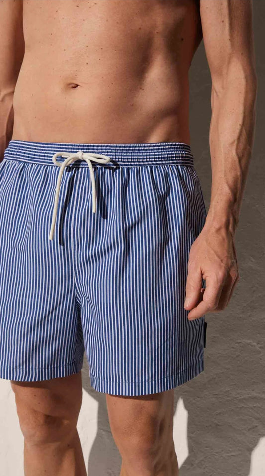 BOXER MARE UOMO A RIGHE BIANCHE E AZZURRE