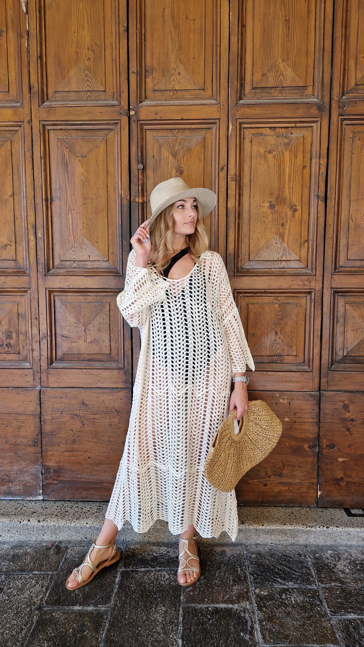 Cappello in paglia panama lurex