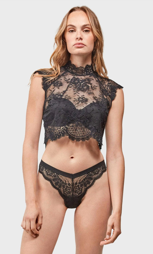 T-shirt top in pizzo sotto giacca