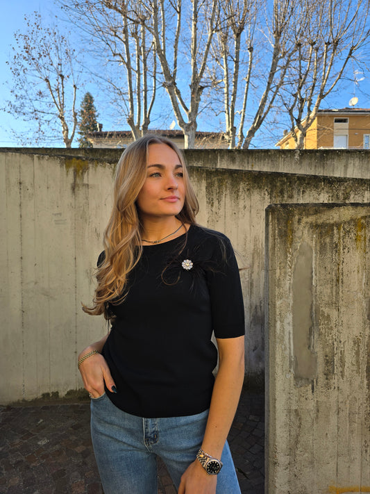 Maglia maniche corte con applicazioni