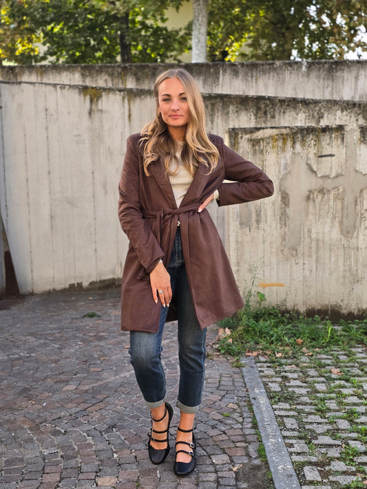 Cappotto in alcantara cioccolato